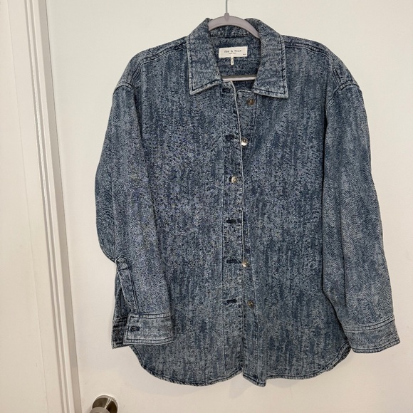 Rag & Bone Acid Wash Oversized Denim Shirt – Medium Blue – Size M - Picture 1 of 4